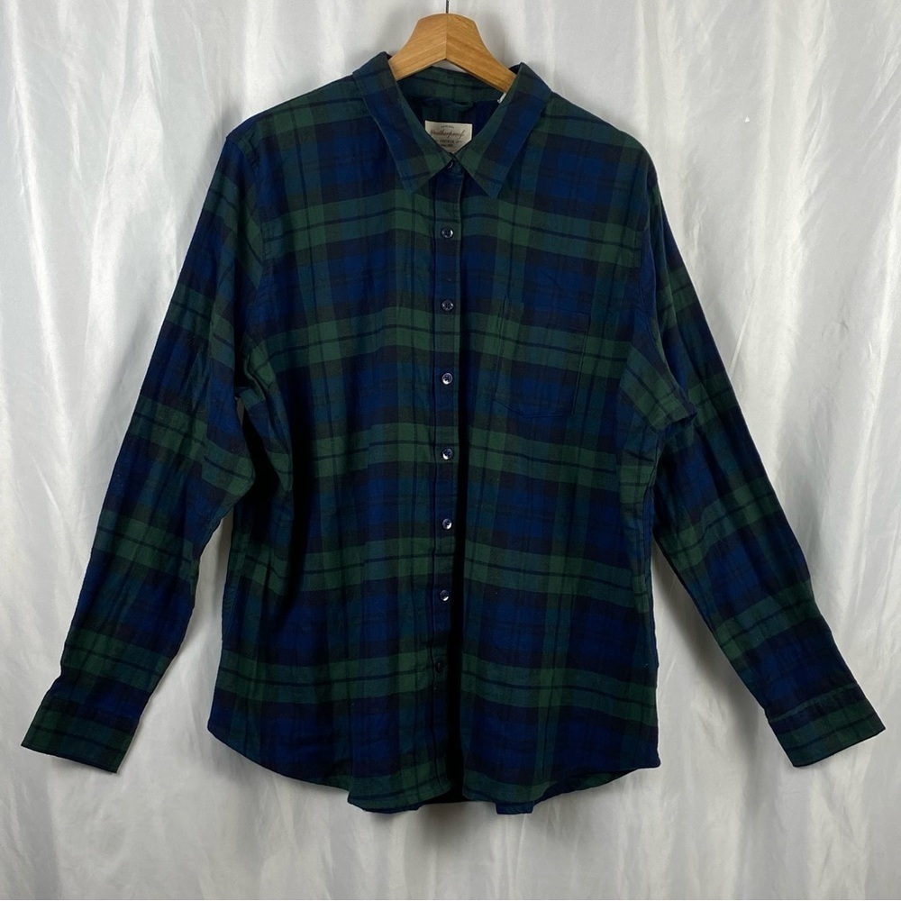 Original Weatherproof Comfort Stretch Women’s Blue & Green Plaid Shirt Size XXL